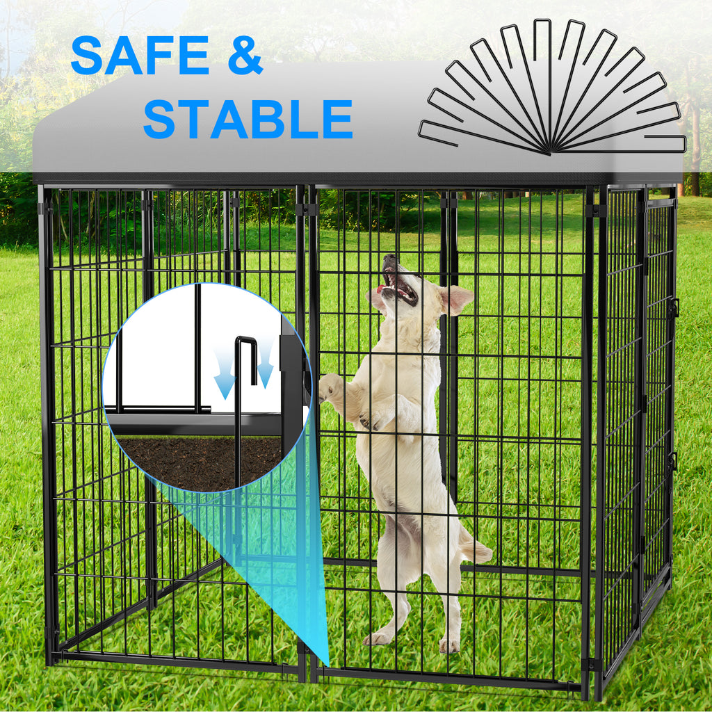 Mydeargo Universal Heavy Duty Large Metal Pet Kennels & Crates with Sun/Rain Proof for Dog Cat Duck Chicken Outdoor Indoor Excerise