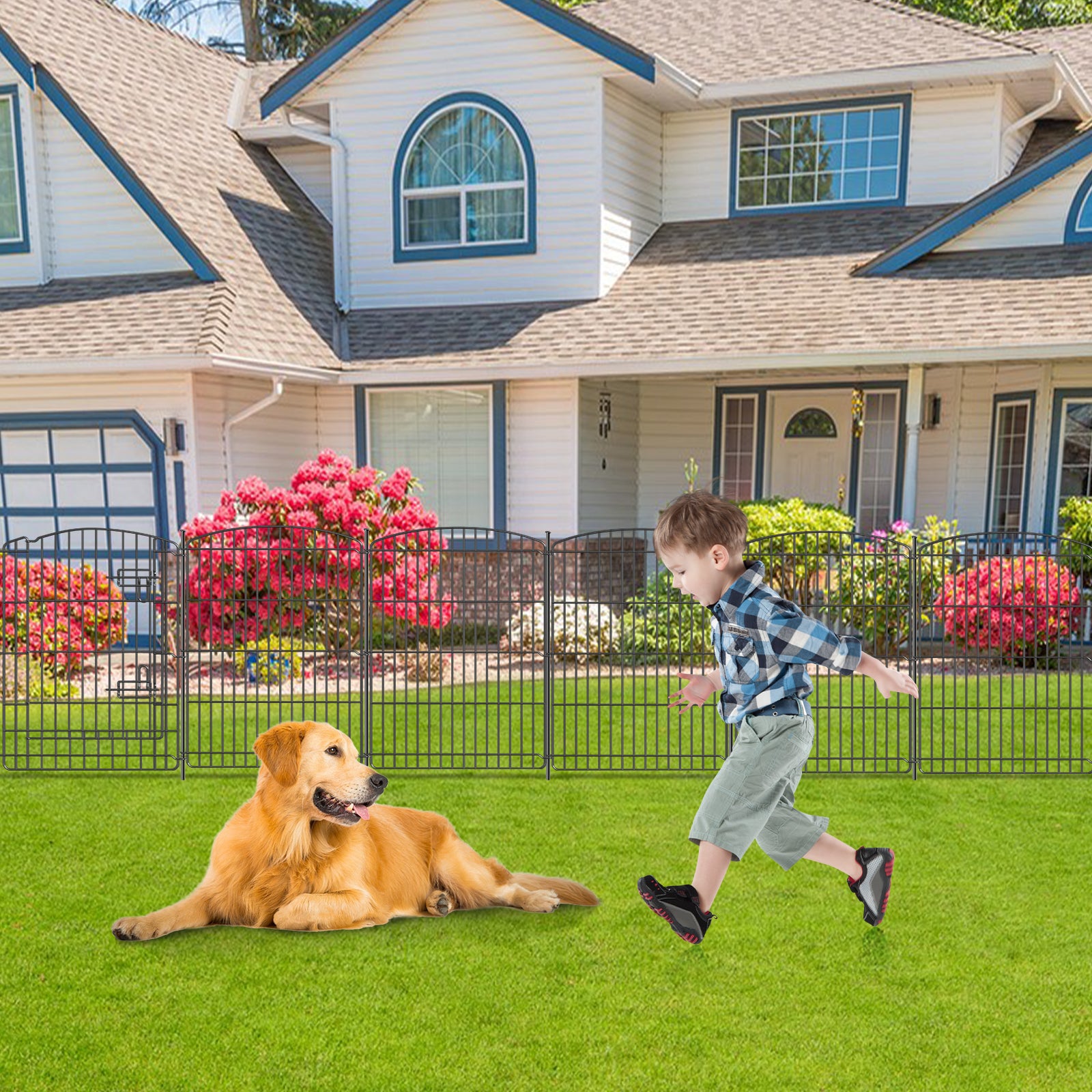 Mydeargo 15 Panels Metal Outdoor Decorative Garden Border Fence for Yard Lawn Patio, 30"(H) X 24"(L)