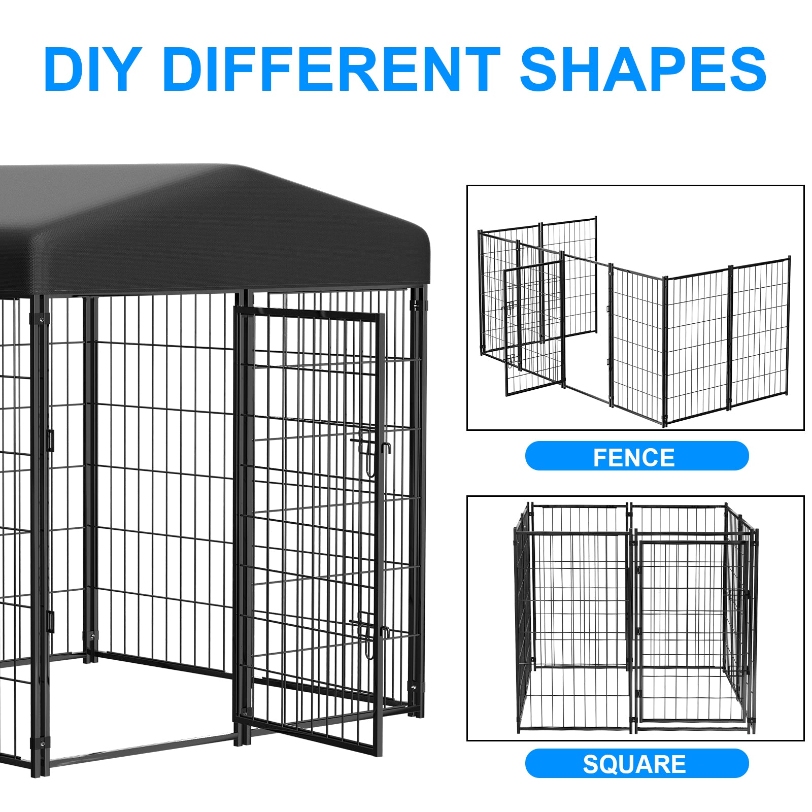 Mydeargo Universal Heavy Duty Large Metal Pet Kennels & Crates with Sun/Rain Proof for Dog Cat Duck Chicken Outdoor Indoor Excerise