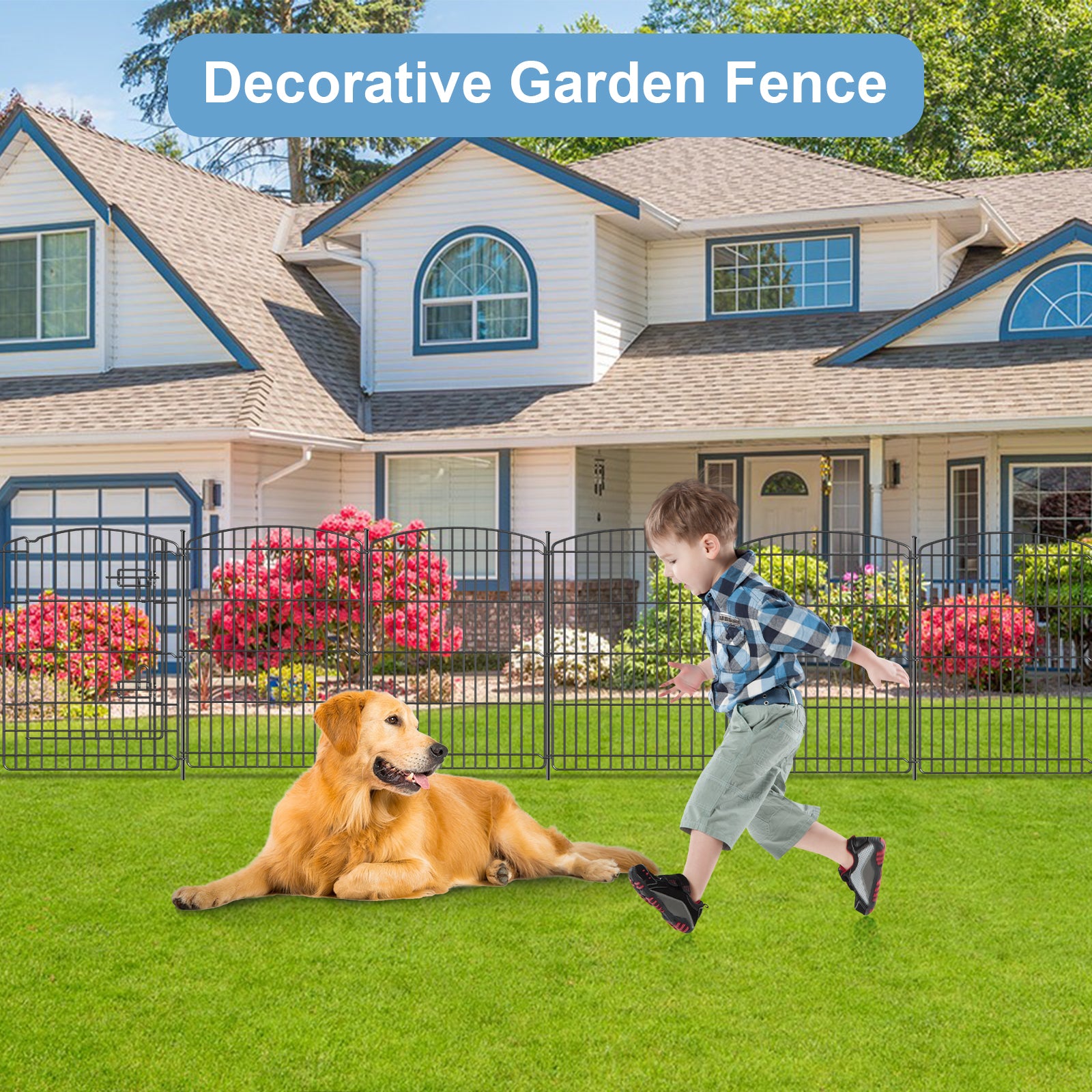 Mydeargo 25 Panels Metal Outdoor Decorative Garden Border Fence for Yard Lawn Patio, 30"(H) X 24"(L)