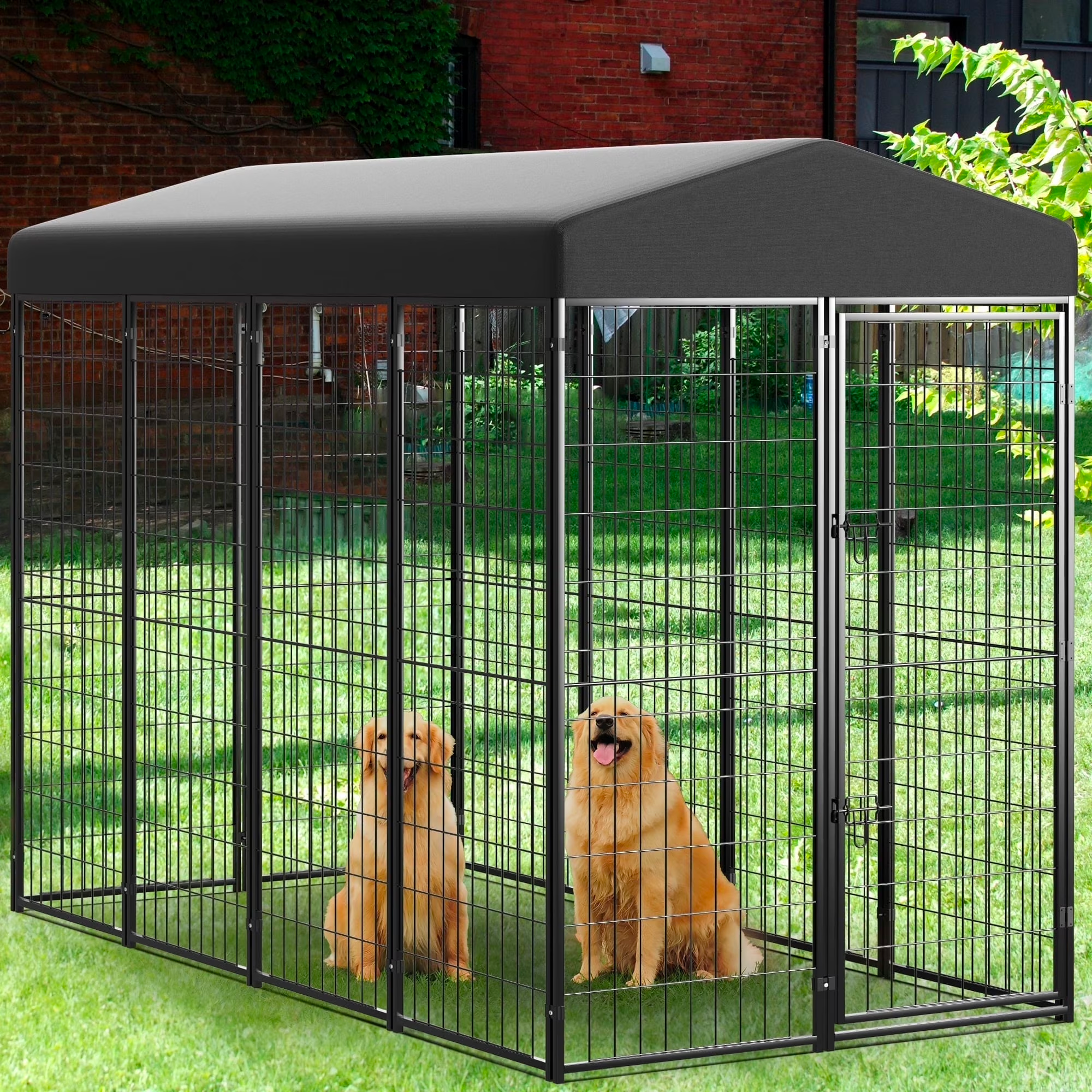 Mydeargo Universal Heavy Duty Large Metal Pet Kennels & Crates with Sun/Rain Proof for Dog Cat Duck Chicken Outdoor Indoor Excerise